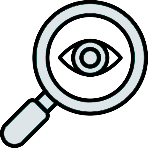 Magnifying glass with an eye in the center